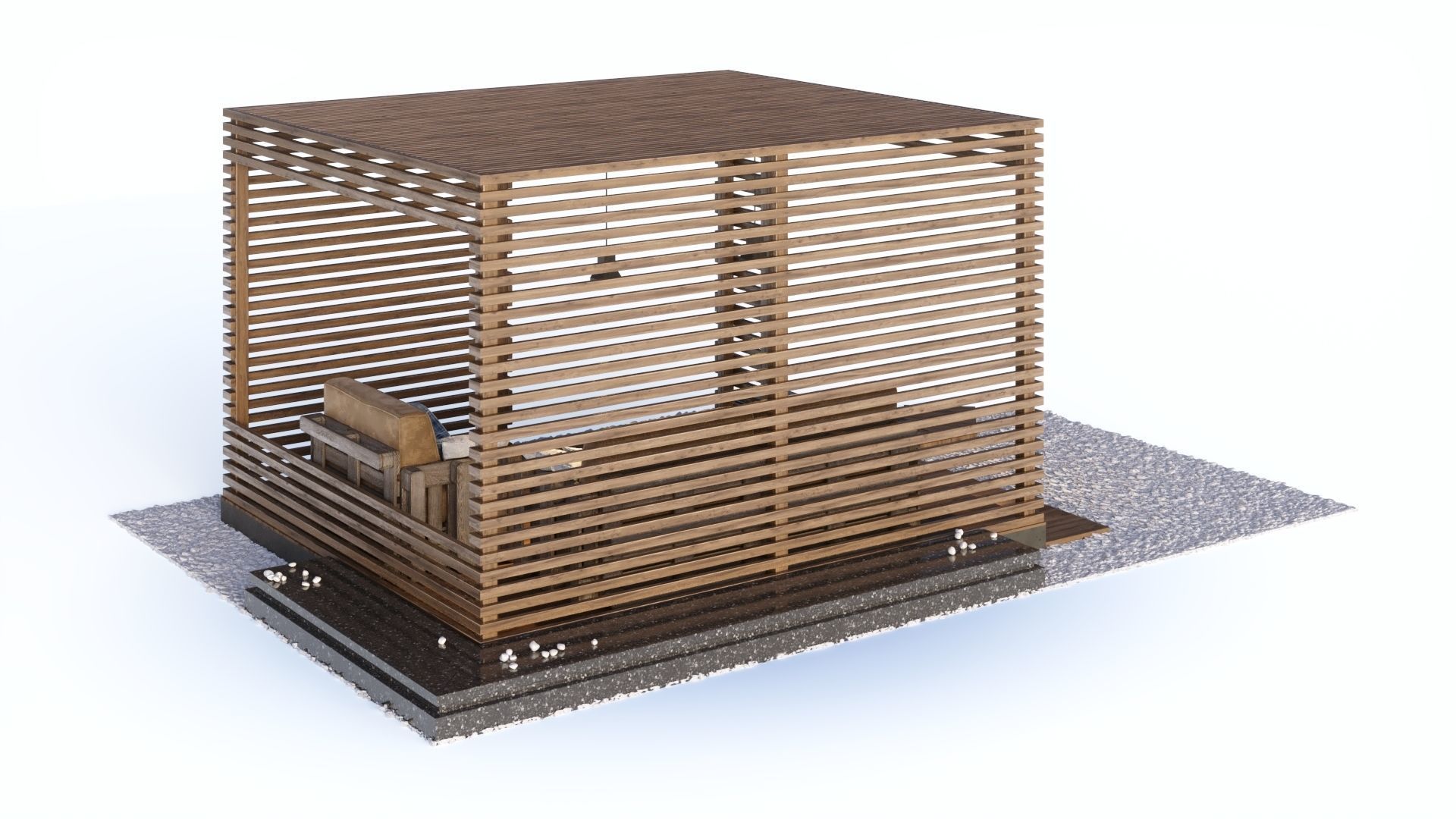 Loft style wooden arbor 3D model_8