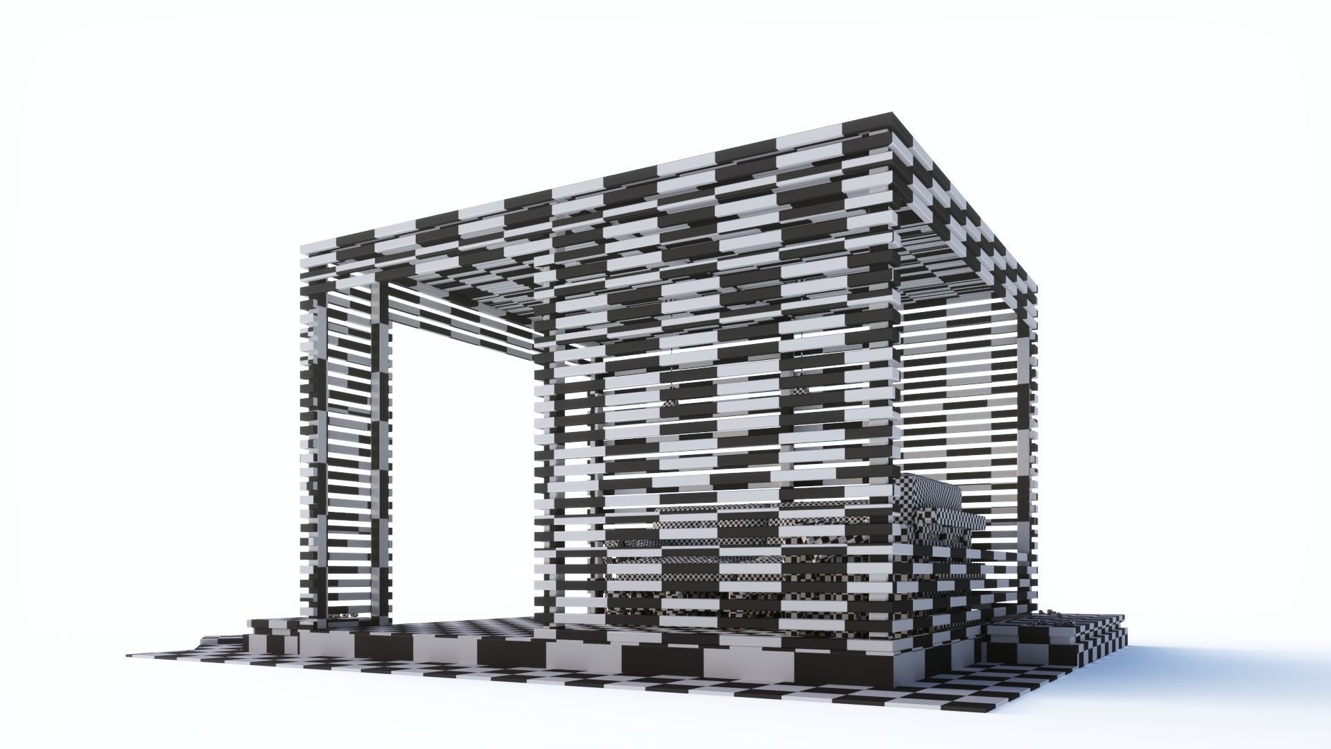 Loft style wooden arbor 3D model_11