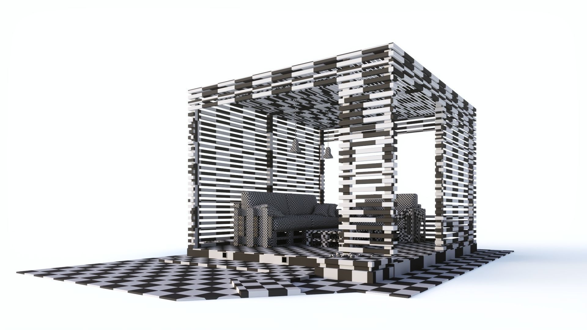 Loft style wooden arbor 3D model_10