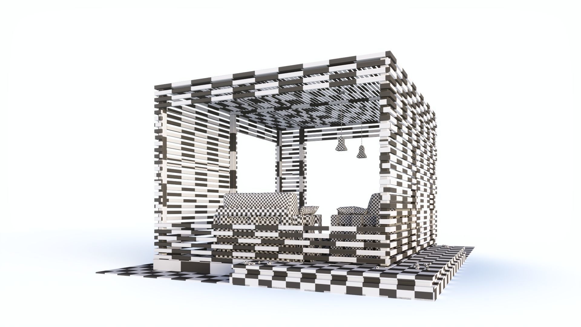 Loft style wooden arbor 3D model_12