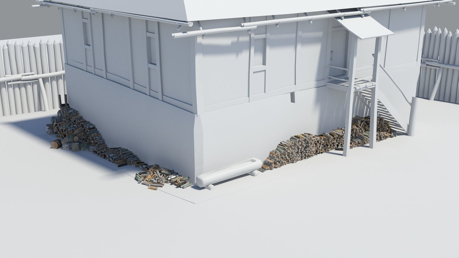 Cut and chopped firewood pack Low-poly 3D model_17