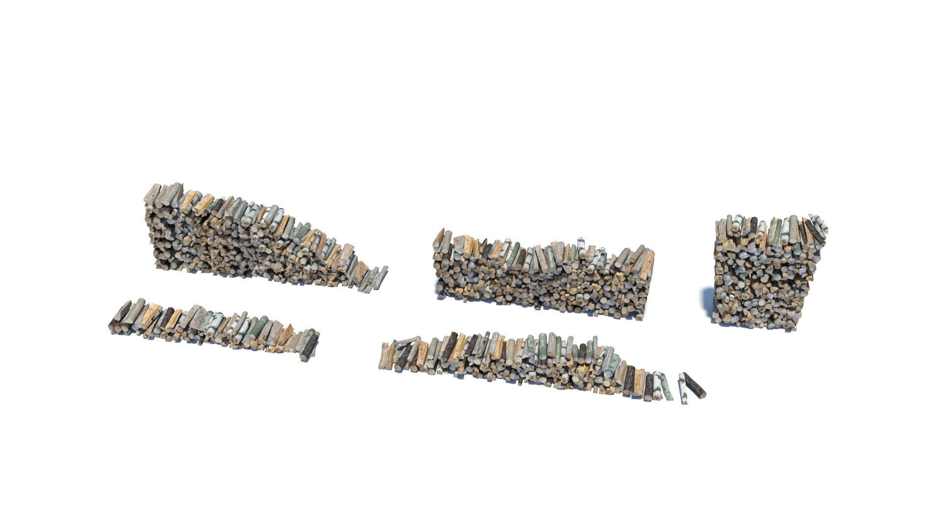 Cut and chopped firewood pack Low-poly 3D model_7