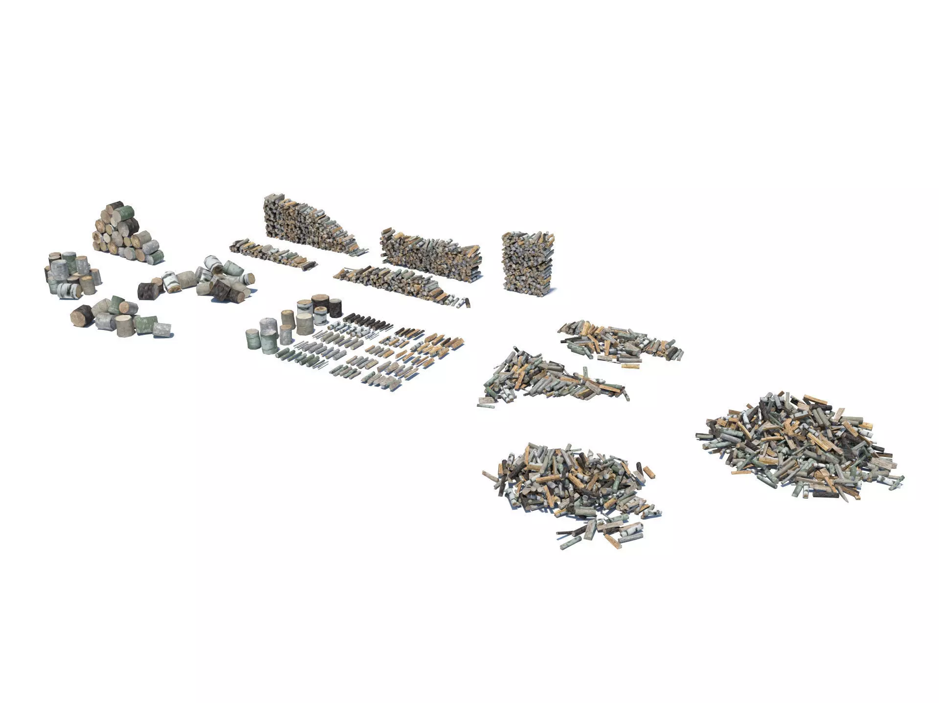 Cut and chopped firewood pack Low-poly 3D model_0