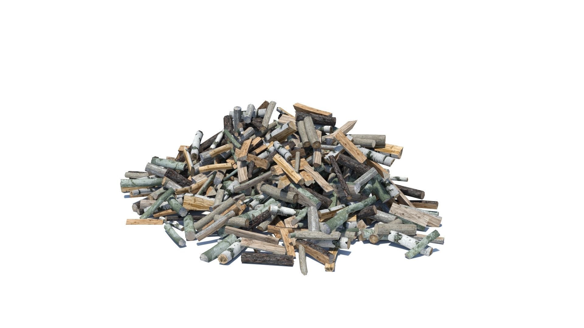 Cut and chopped firewood pack Low-poly 3D model_15