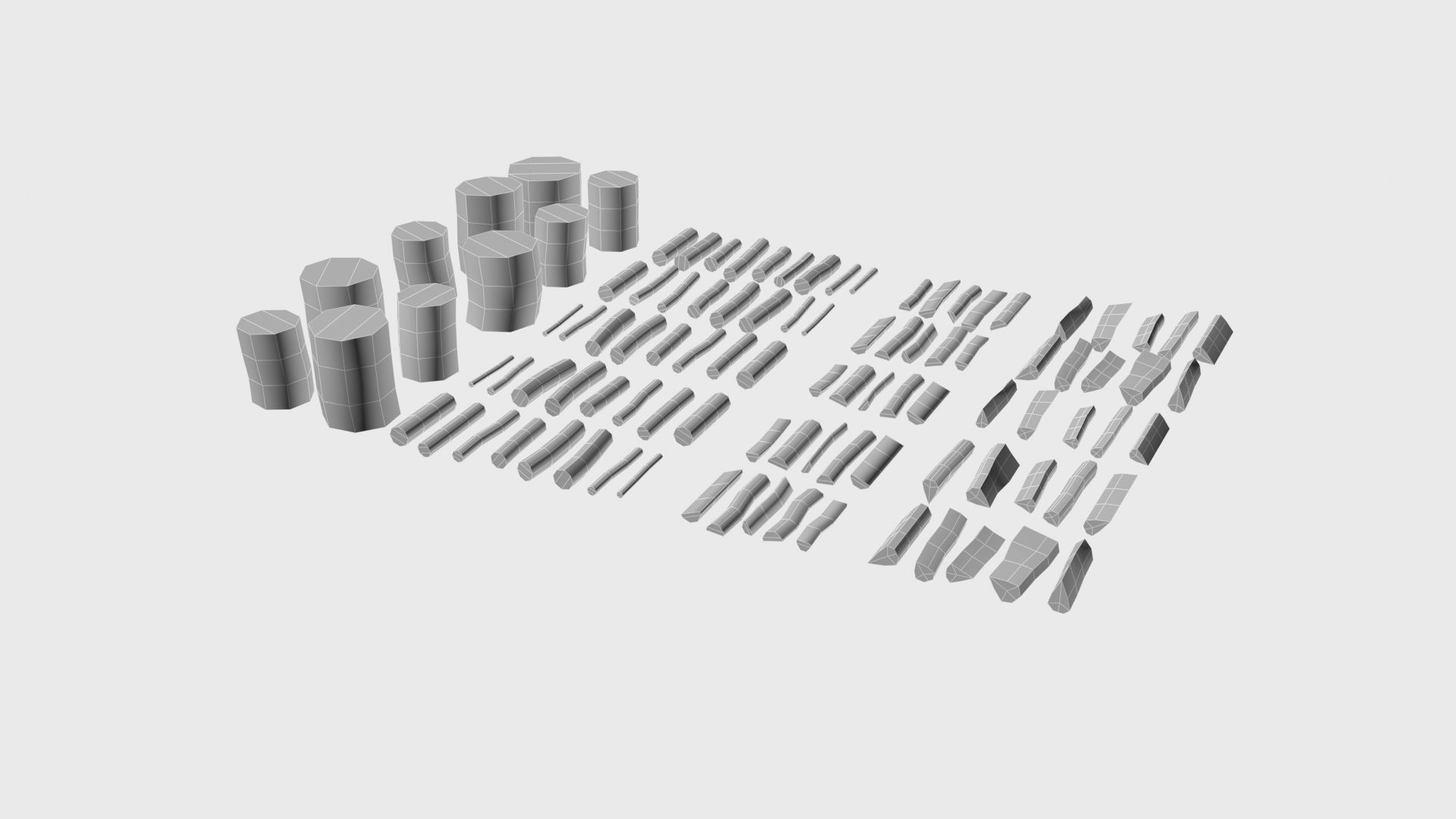 Cut and chopped firewood pack Low-poly 3D model_39