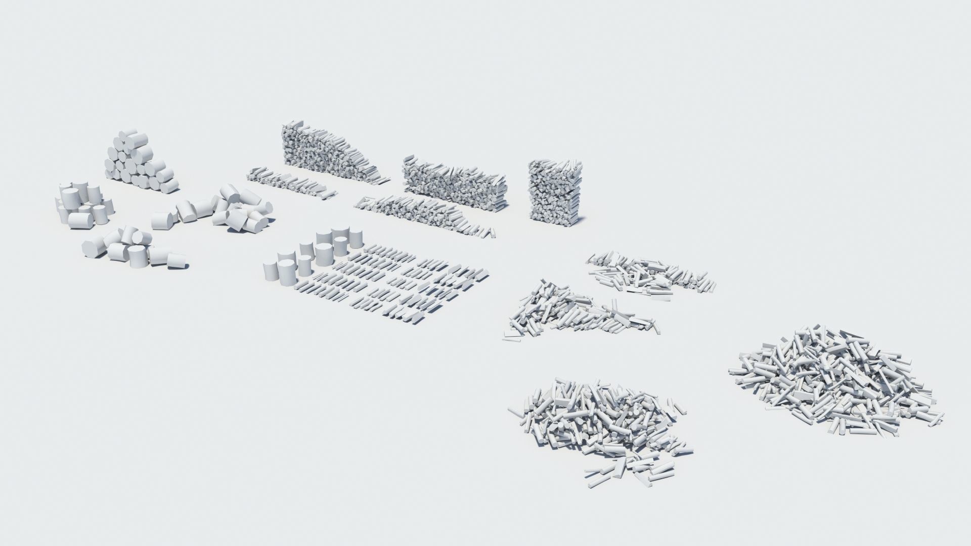 Cut and chopped firewood pack Low-poly 3D model_34