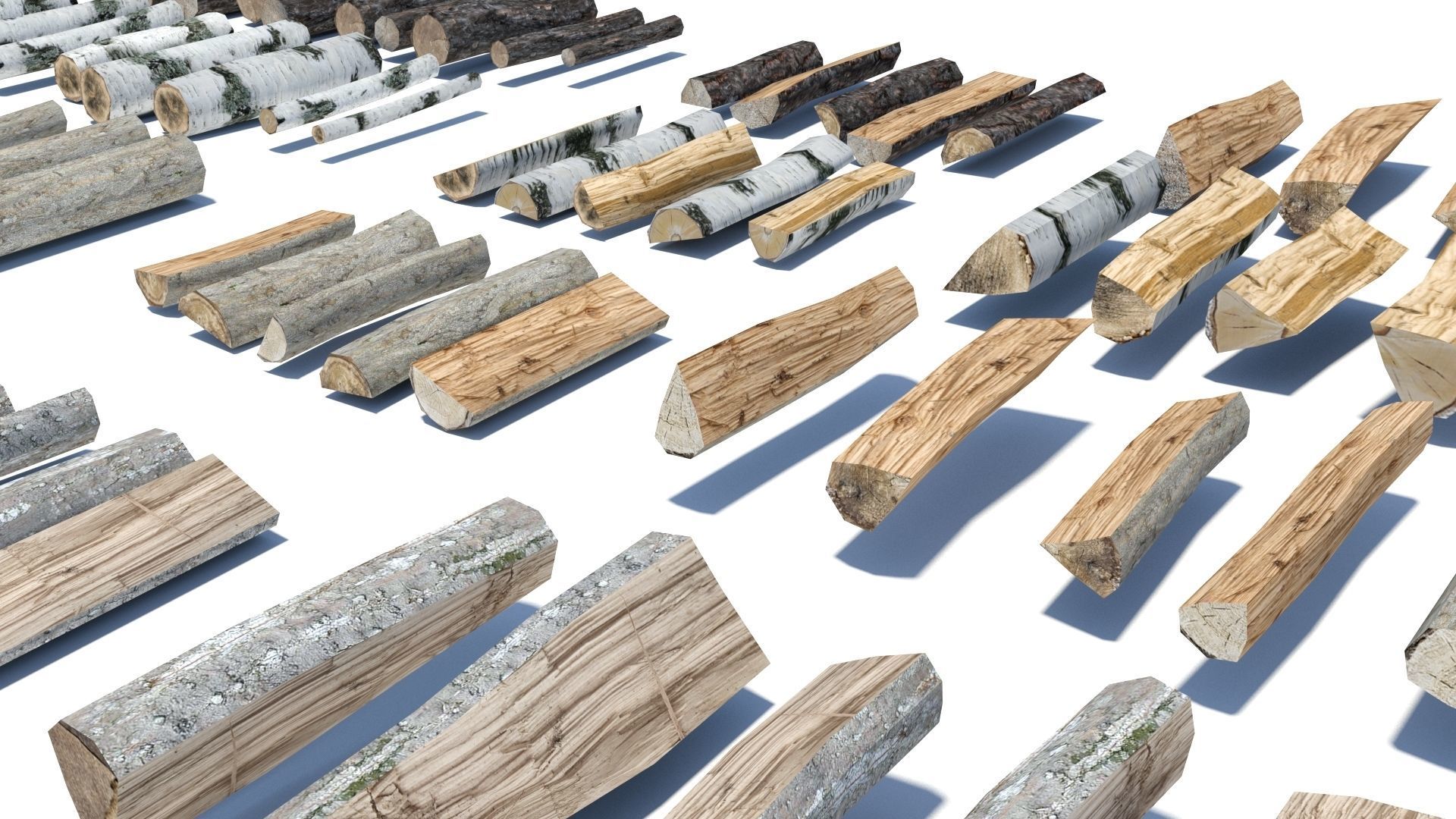 Cut and chopped firewood pack Low-poly 3D model_4