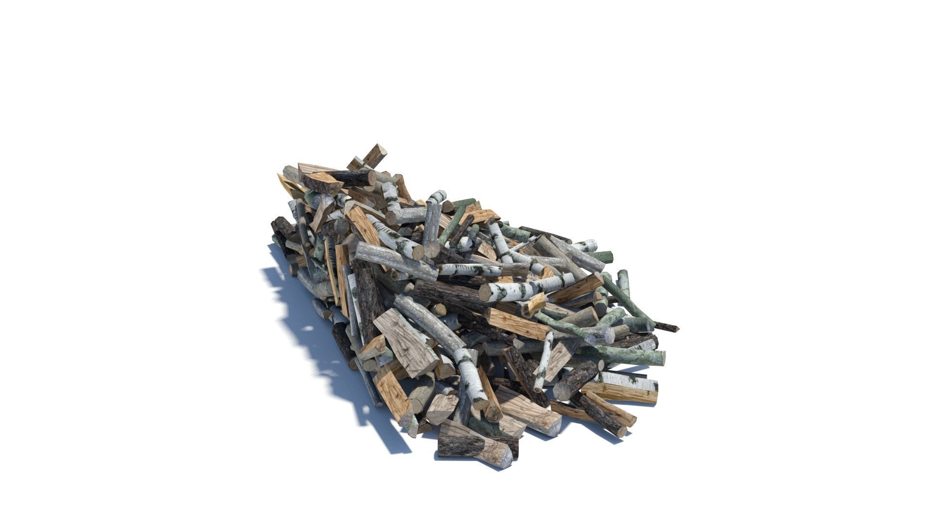 Cut and chopped firewood pack Low-poly 3D model_14