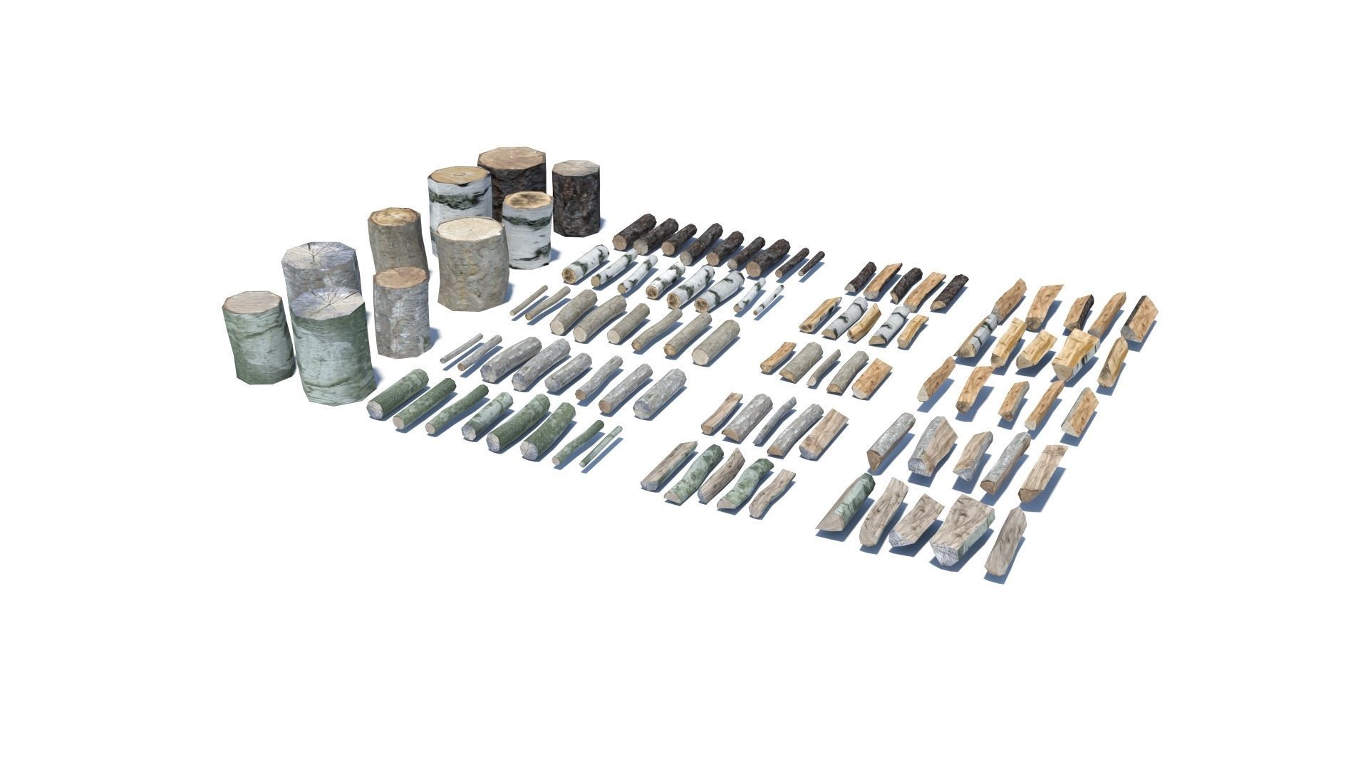 Cut and chopped firewood pack Low-poly 3D model_3