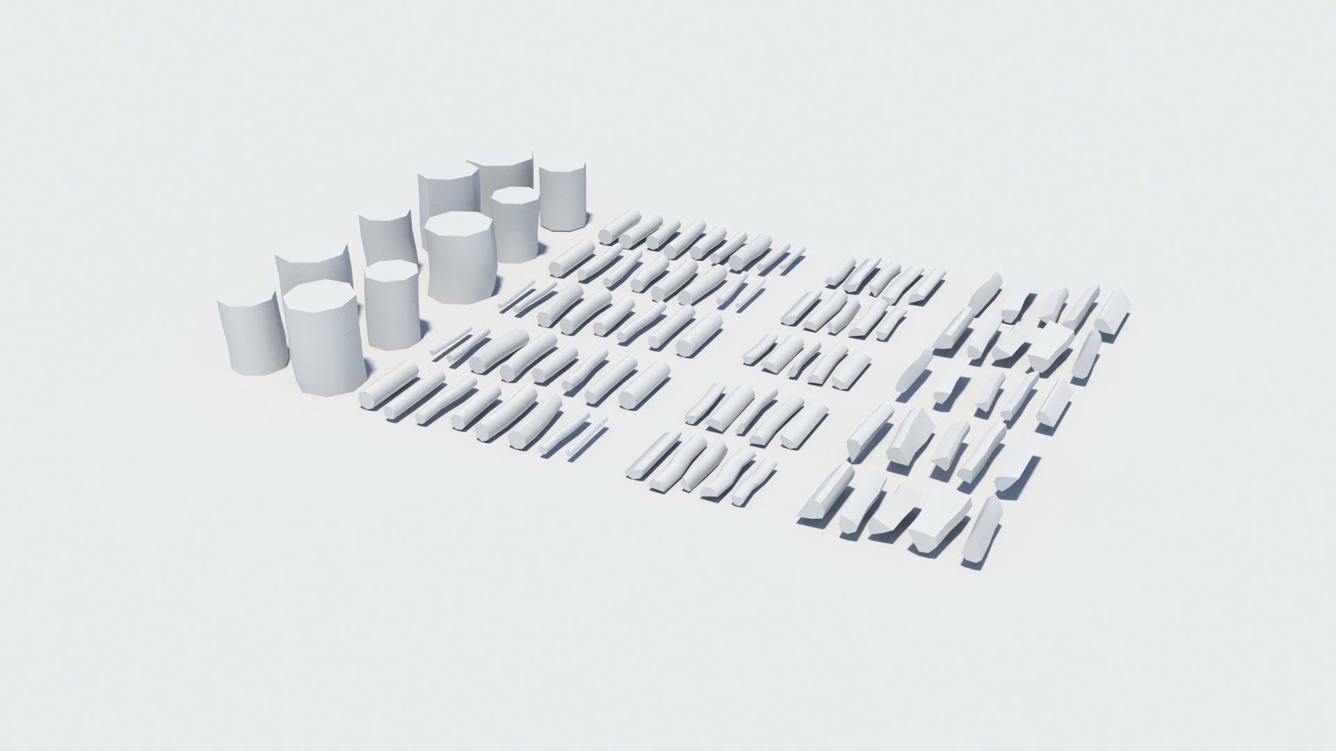 Cut and chopped firewood pack Low-poly 3D model_38