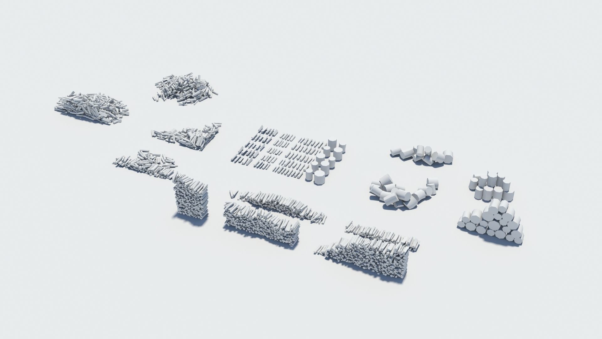 Cut and chopped firewood pack Low-poly 3D model_36