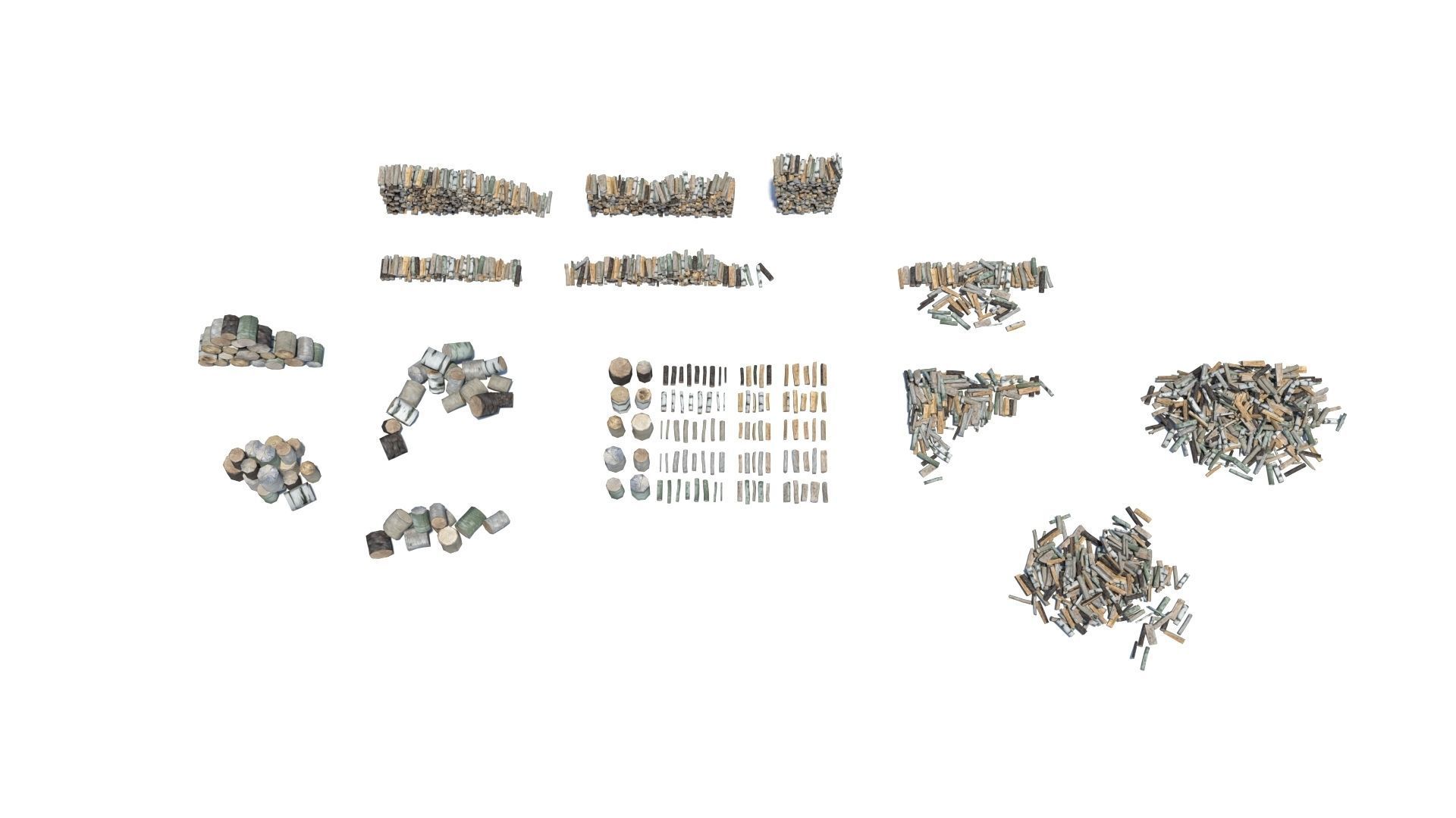 Cut and chopped firewood pack Low-poly 3D model_1