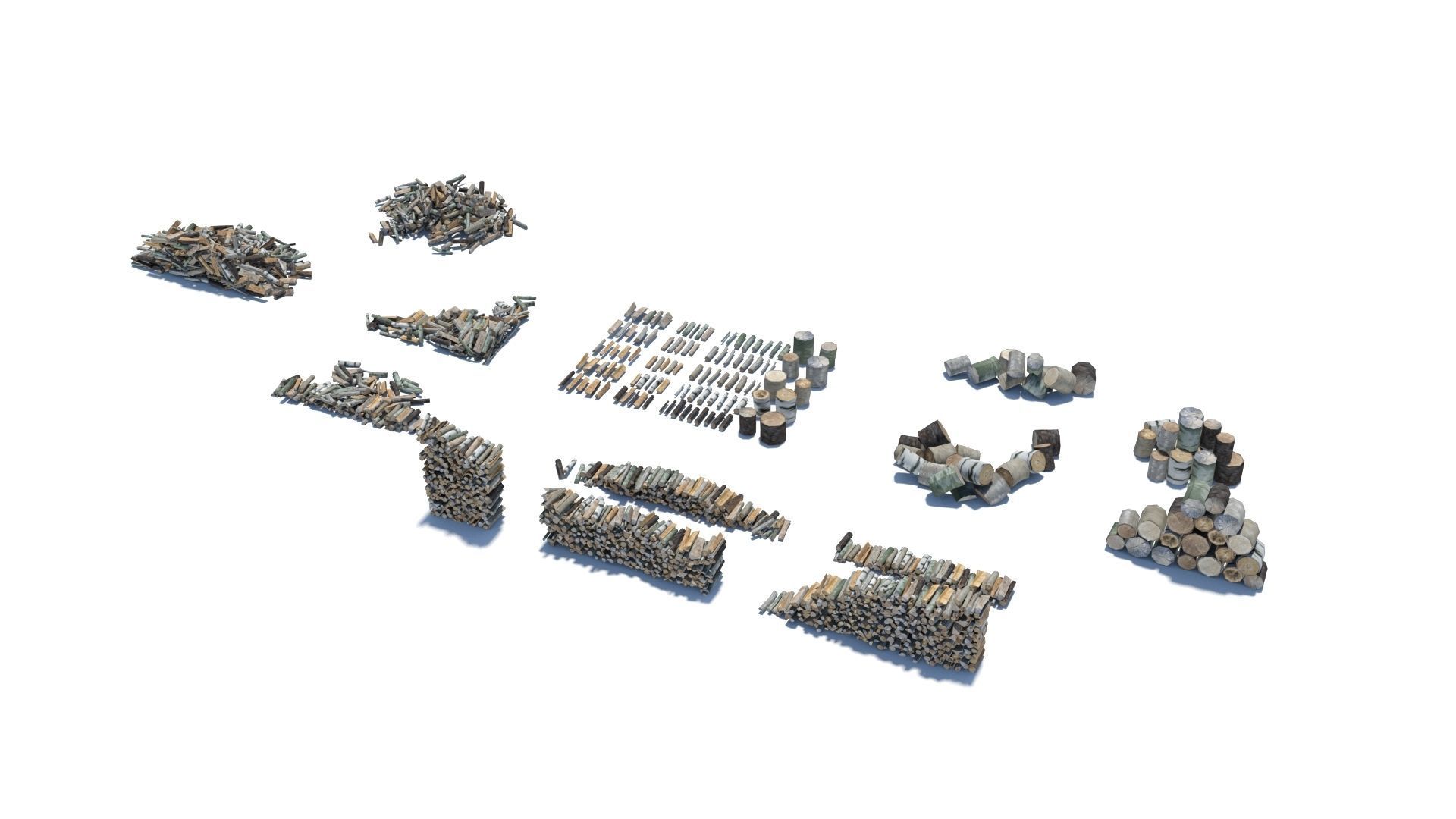 Cut and chopped firewood pack Low-poly 3D model_2