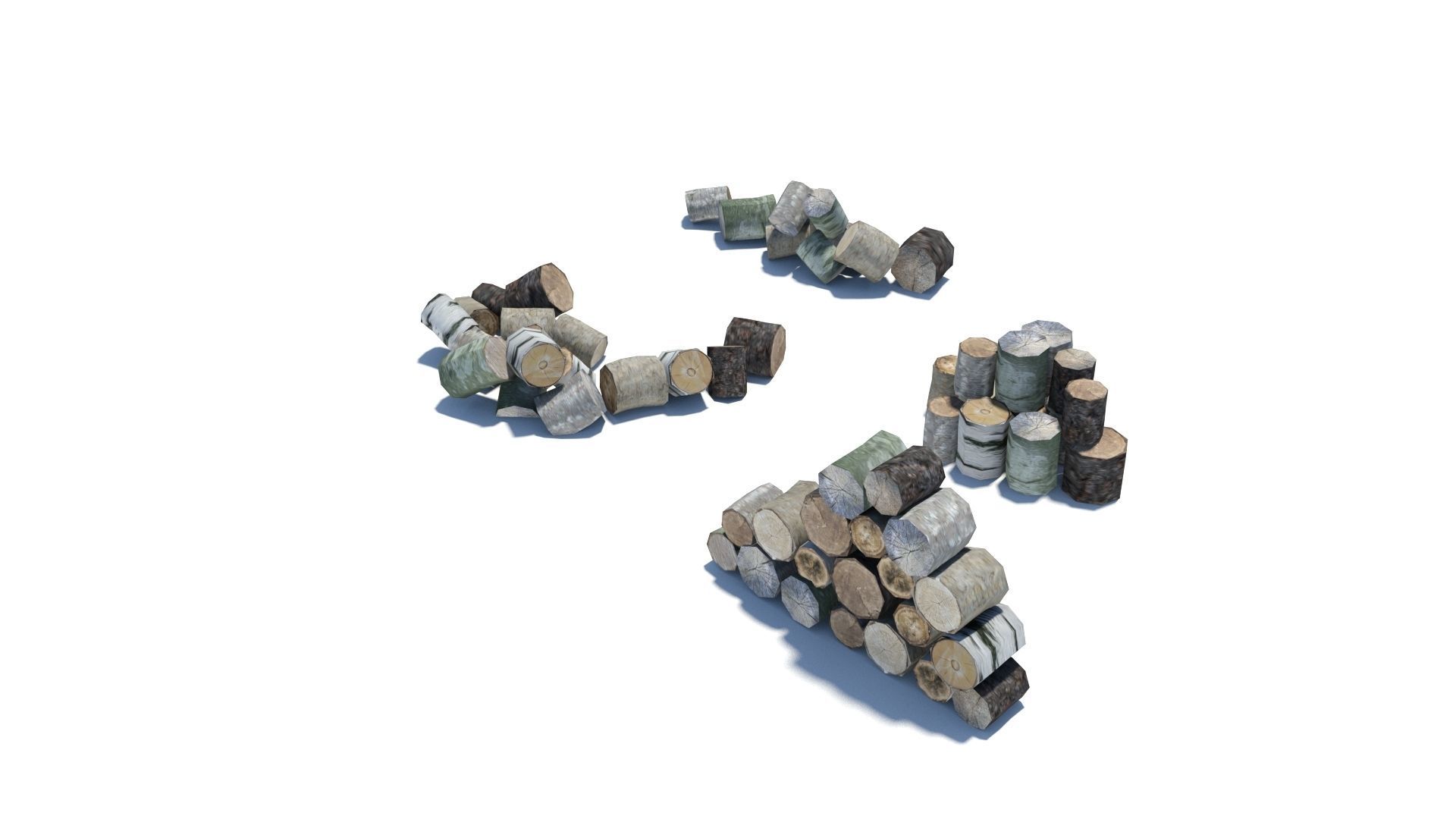 Cut and chopped firewood pack Low-poly 3D model_6