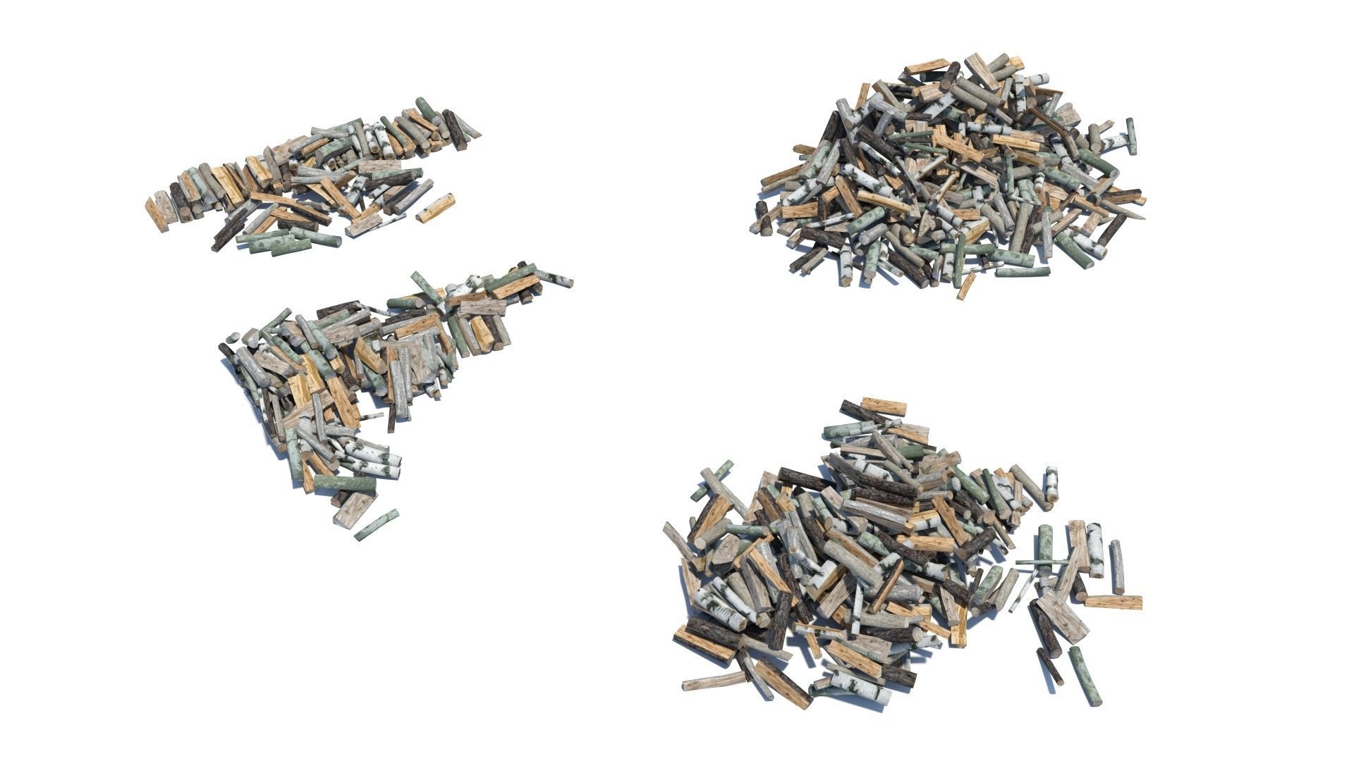 Cut and chopped firewood pack Low-poly 3D model_10