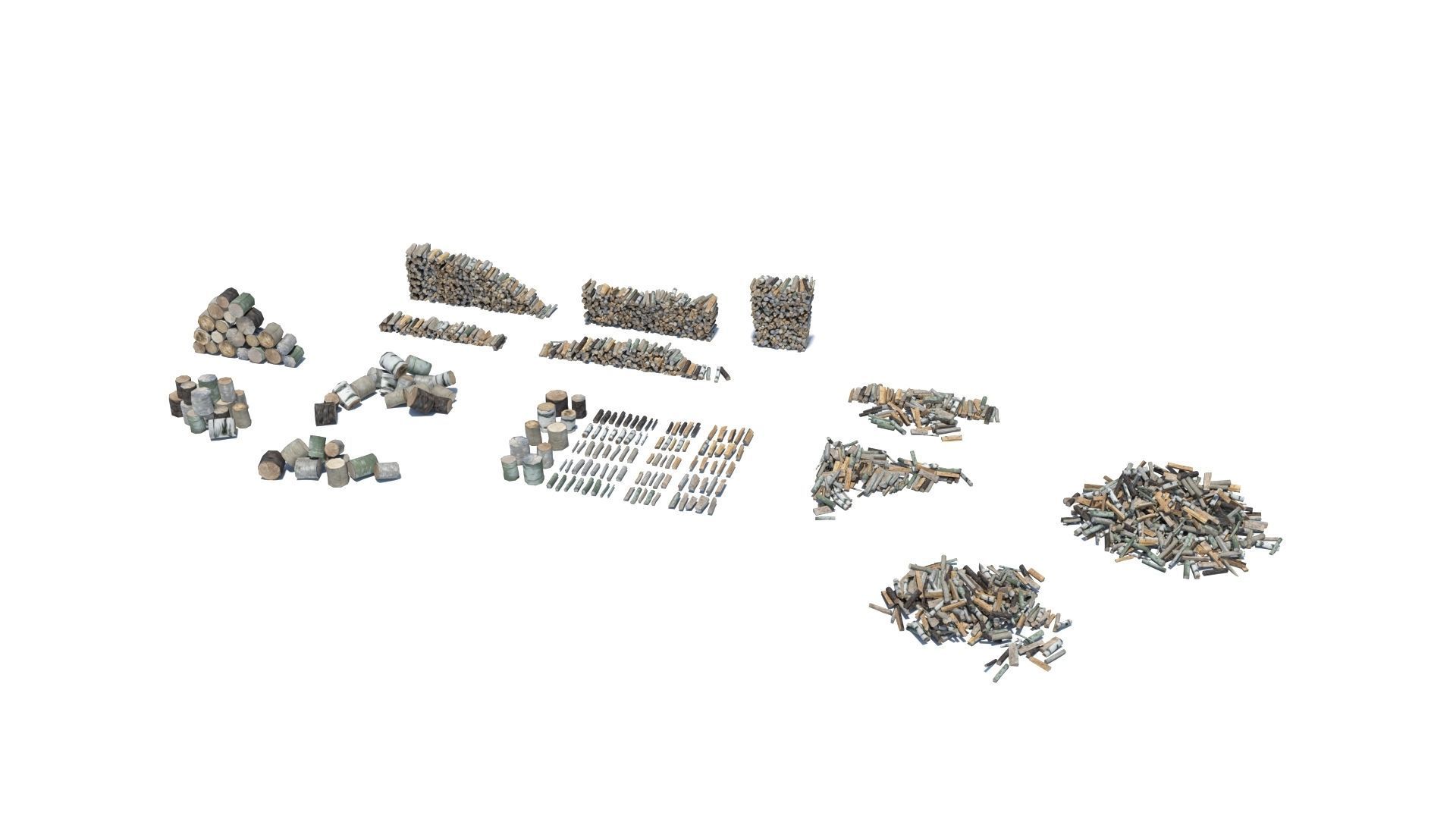 Cut and chopped firewood pack Low-poly 3D model_50