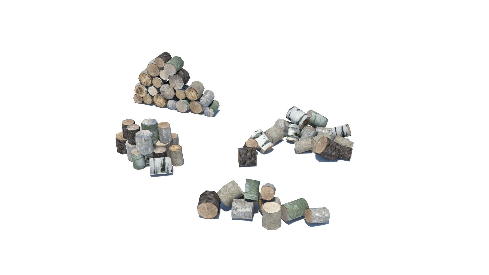 Cut and chopped firewood pack Low-poly 3D model_5