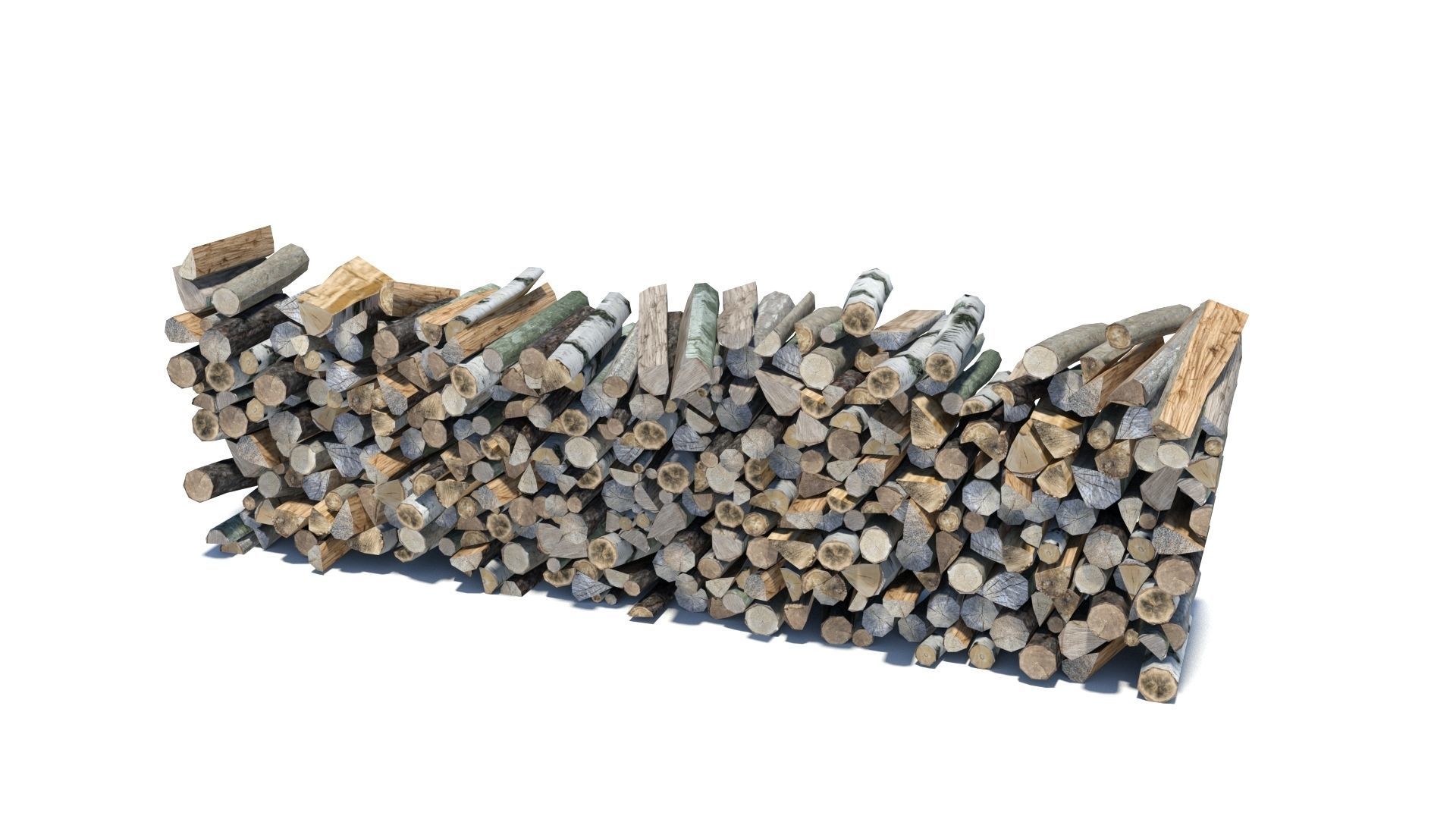 Cut and chopped firewood pack Low-poly 3D model_9