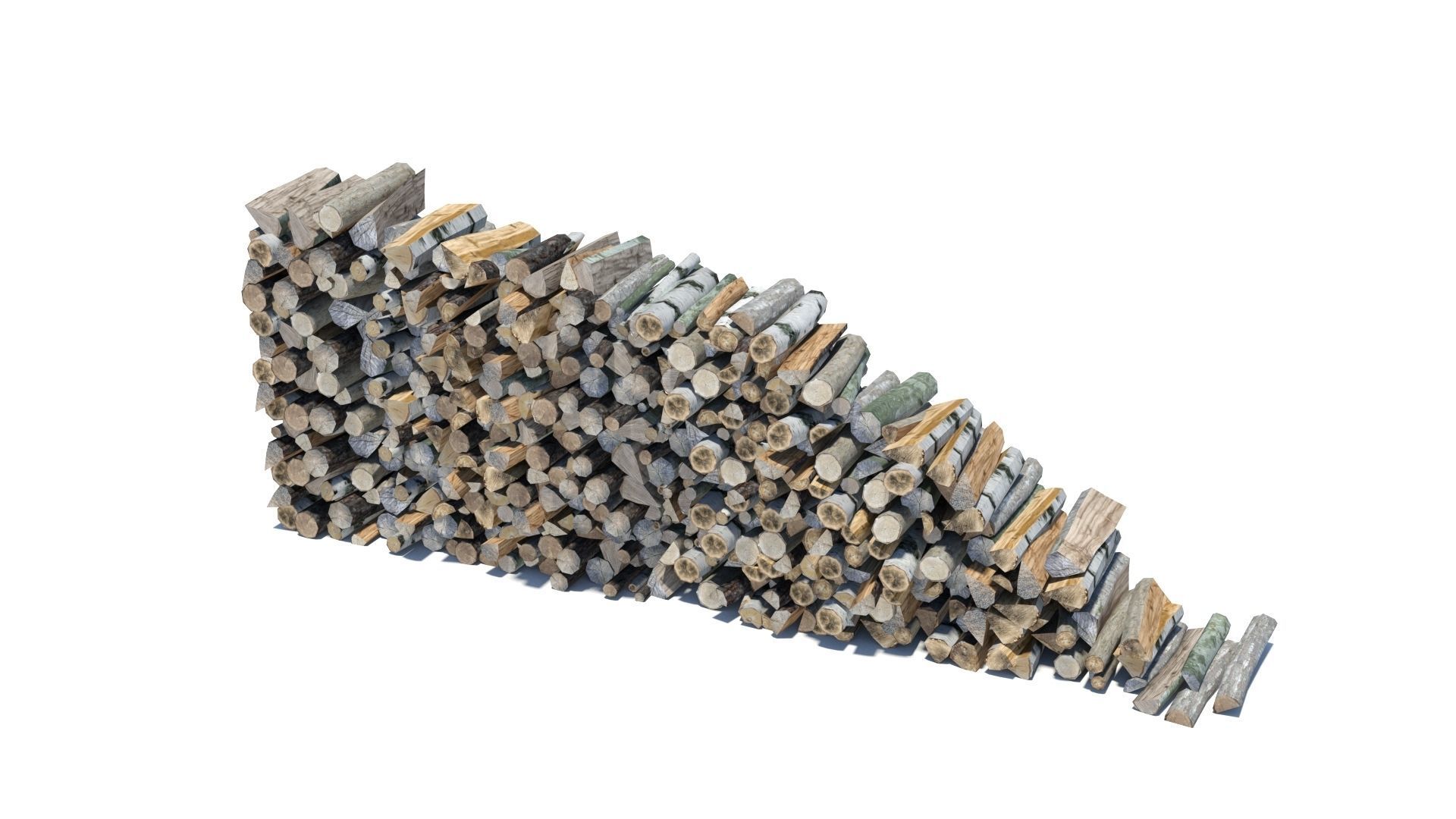 Cut and chopped firewood pack Low-poly 3D model_8