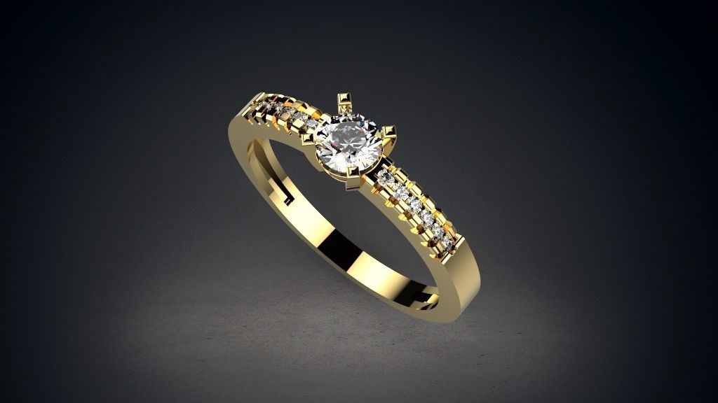 Solitaire ring model gem size 4mm 3D print model_1