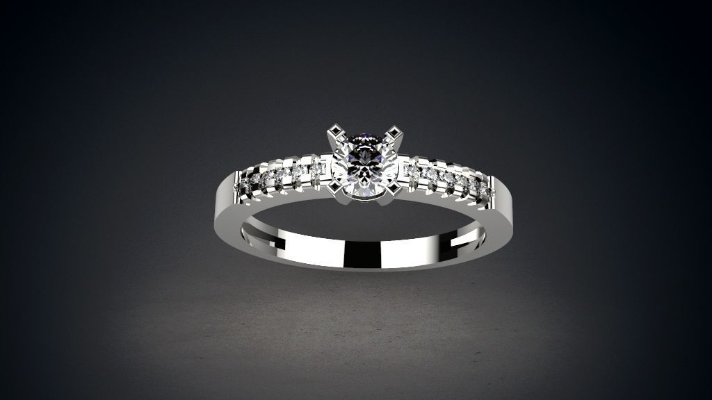 Solitaire ring model gem size 4mm 3D print model_2