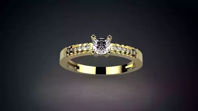 Solitaire ring model gem size 4mm