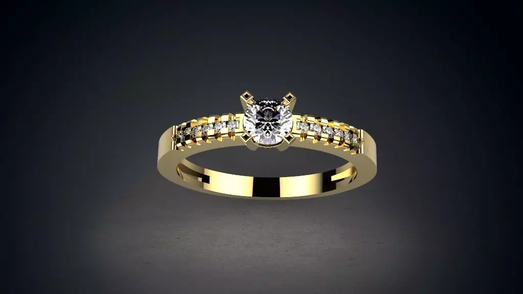 Solitaire ring model gem size 4mm 3D print model_0