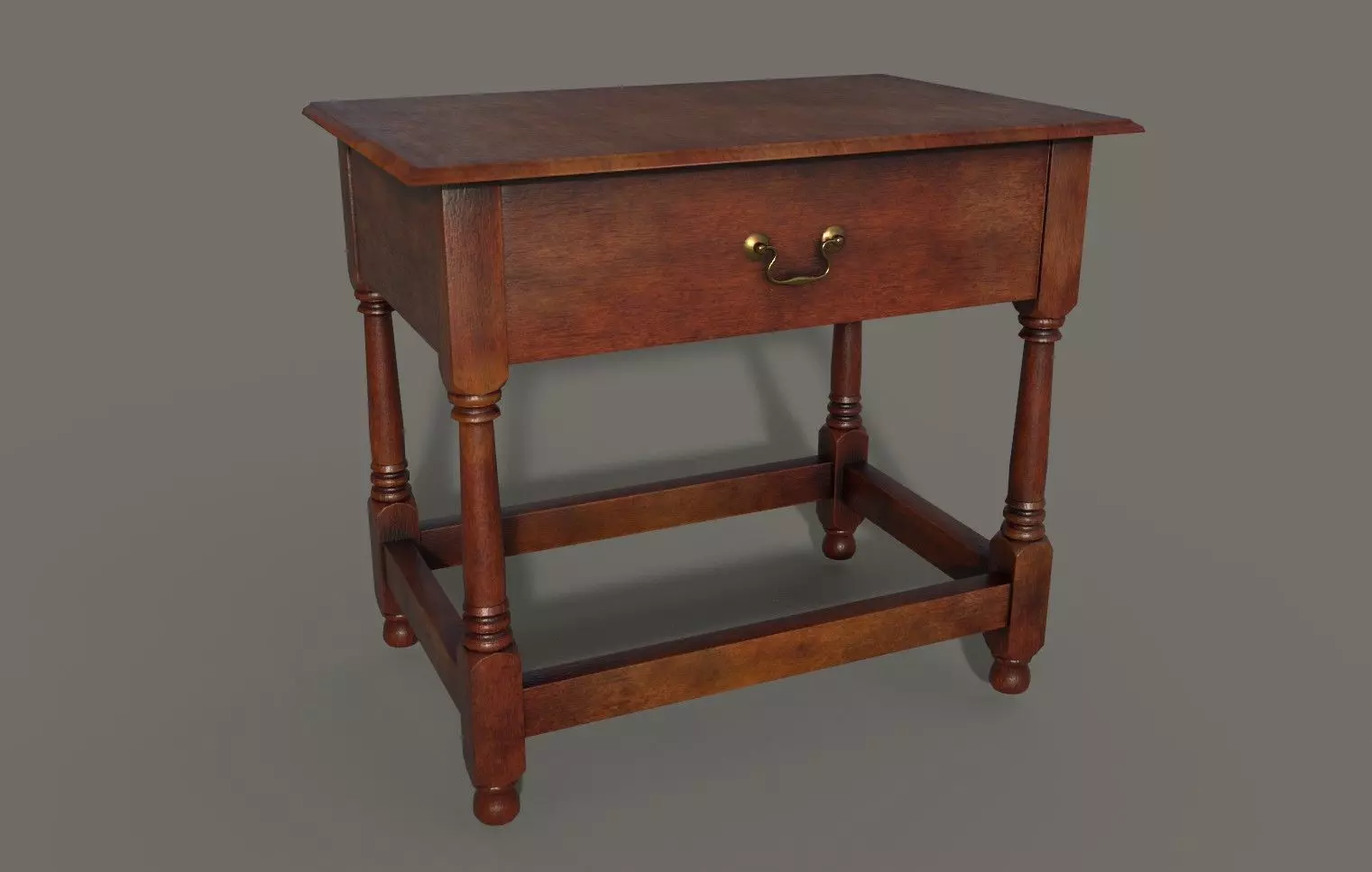 Antique 18th Century Wood Joined Side Table PBR Low-poly 3D model_0