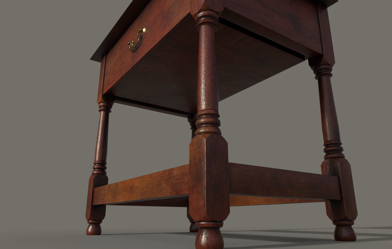 Antique 18th Century Wood Joined Side Table PBR Low-poly 3D model_2