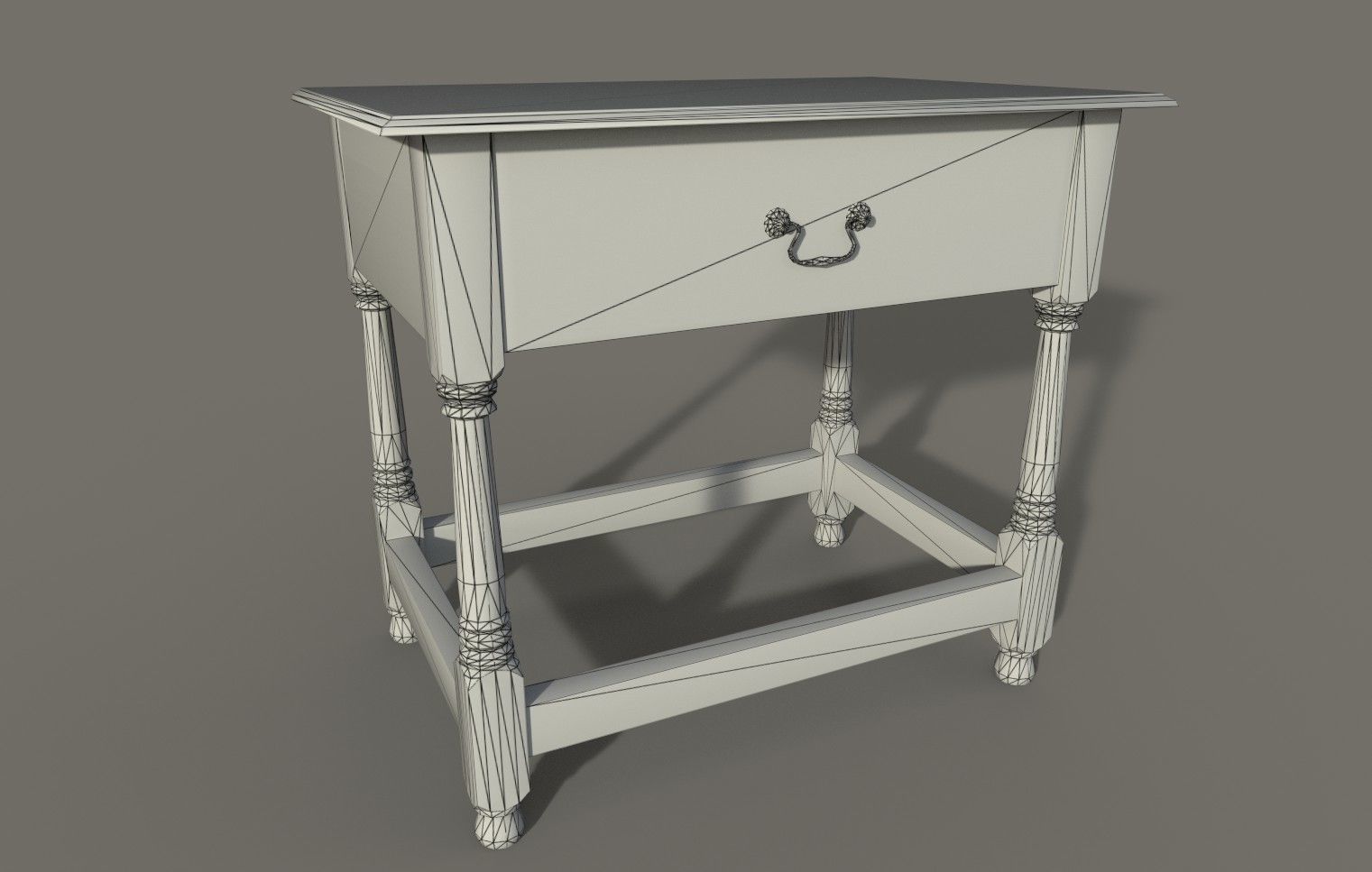 Antique 18th Century Wood Joined Side Table PBR Low-poly 3D model_3