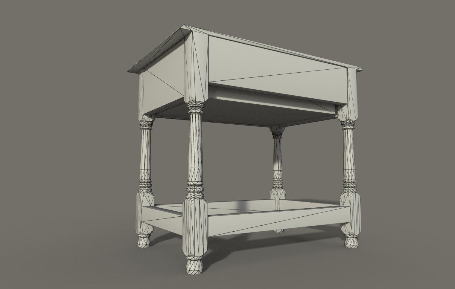 Antique 18th Century Wood Joined Side Table PBR Low-poly 3D model_4