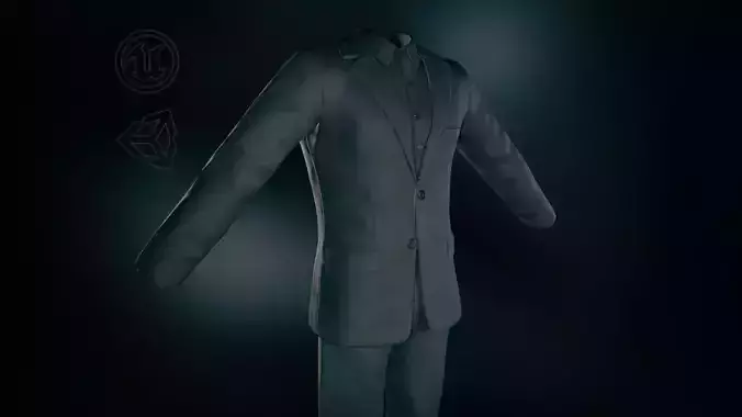 Full Black Suit Low-poly 3D model