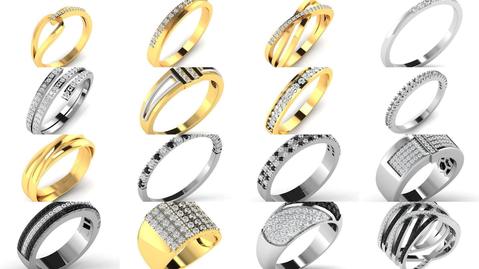 62 Bands Rings 3dm render details 3D Model Collection_2