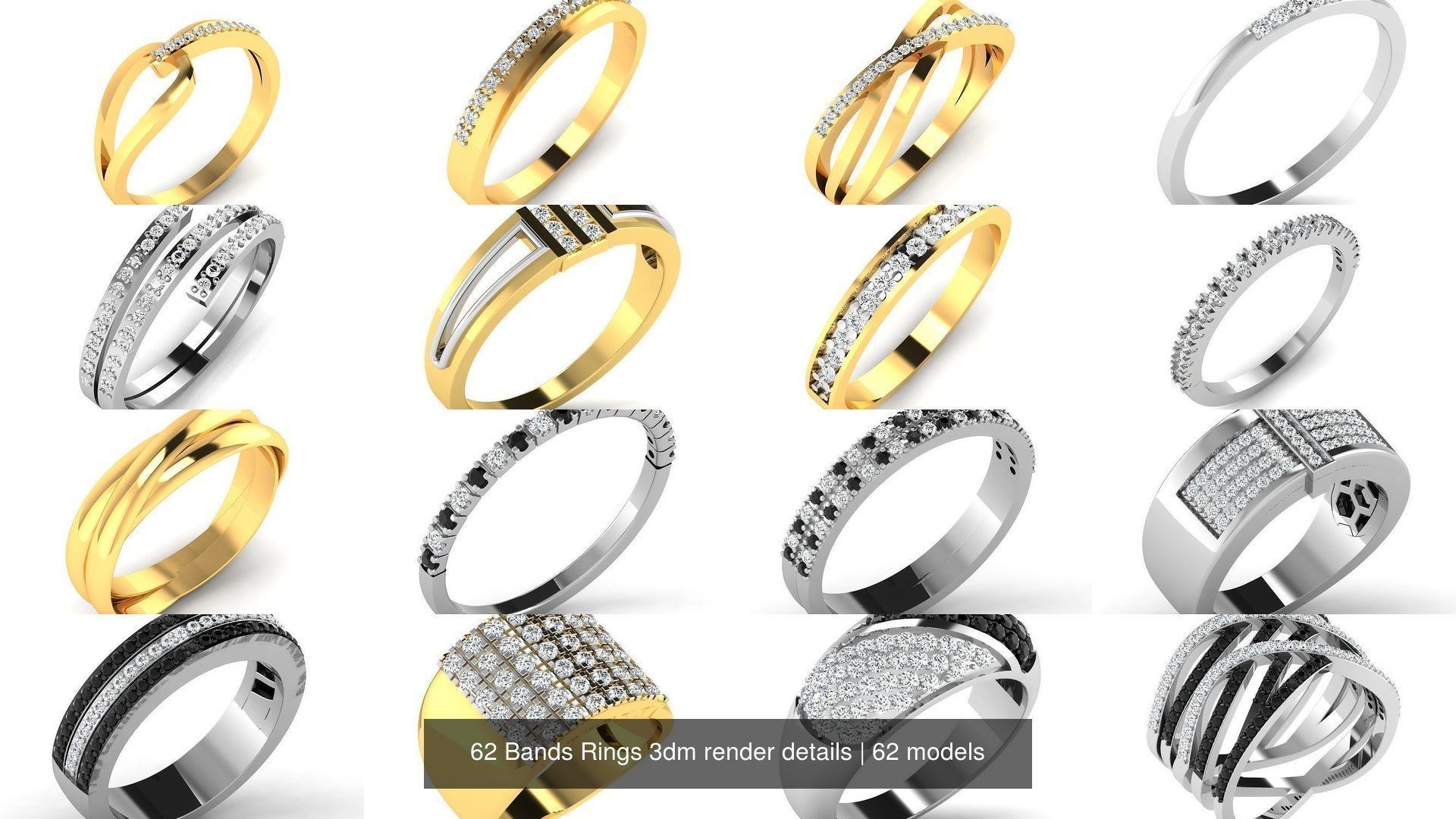 62 Bands Rings 3dm render details 3D Model Collection_3