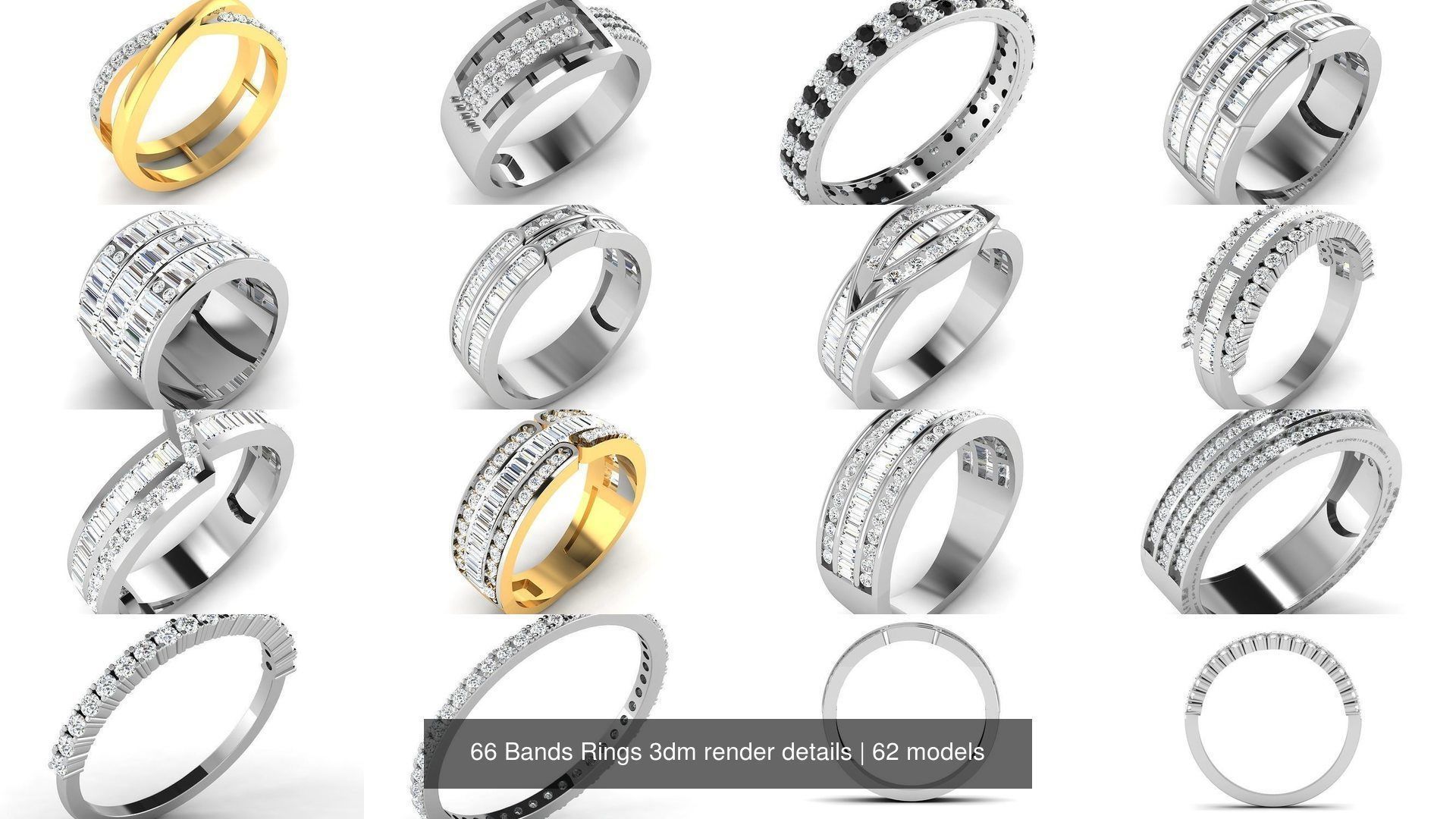 62 Bands Rings 3dm render details 3D Model Collection_6