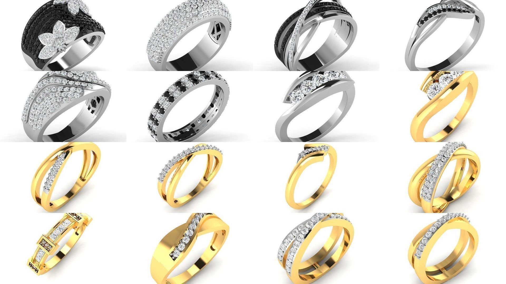 62 Bands Rings 3dm render details 3D Model Collection_9