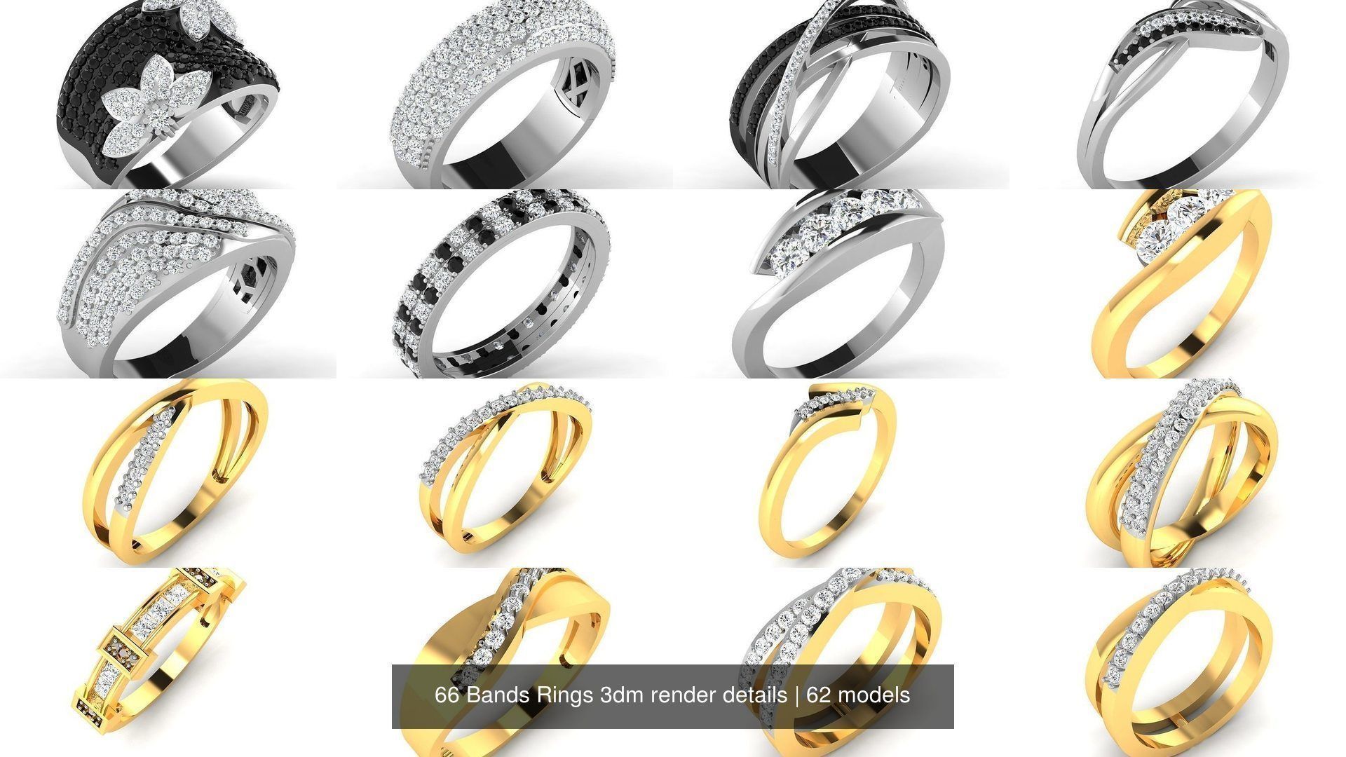62 Bands Rings 3dm render details 3D Model Collection_8
