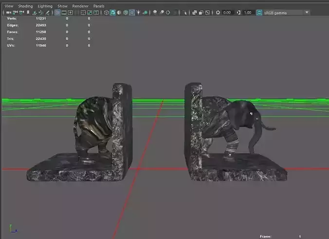 PBR Model of Elephant Bookend