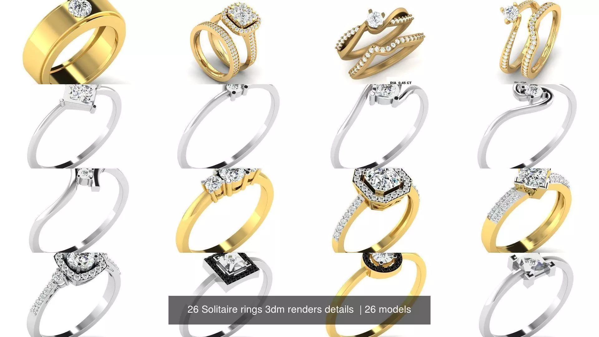 26 Solitaire rings 3dm renders details  3D Model Collection_1
