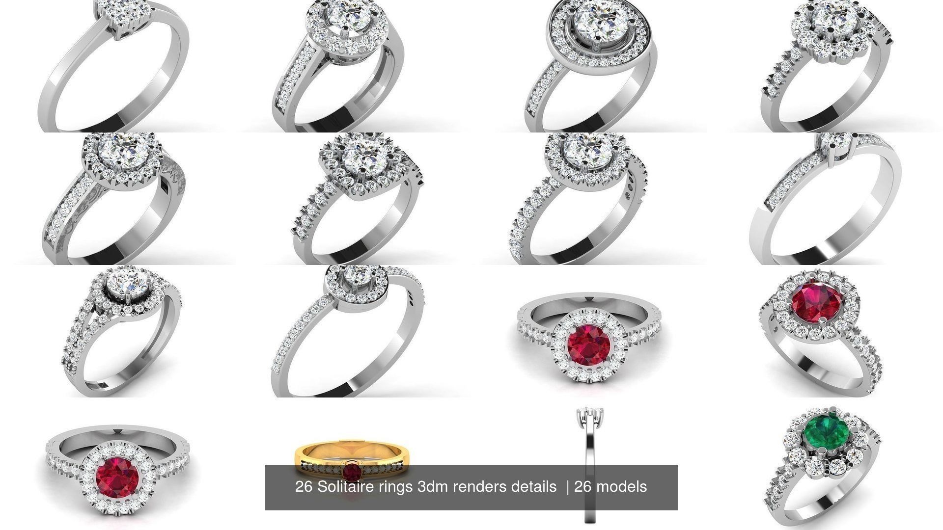 26 Solitaire rings 3dm renders details  3D Model Collection_2