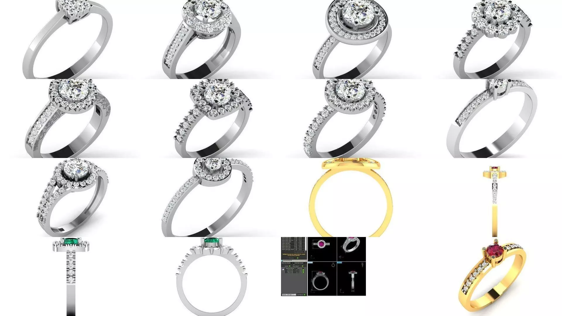 26 Solitaire rings 3dm renders details  3D Model Collection_0