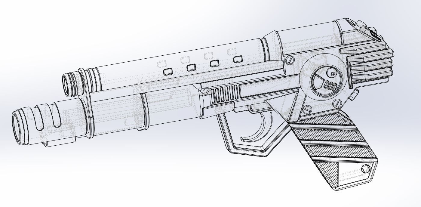 Skeletor trooper pistol from Masters of the Universe 1987 3D model_22