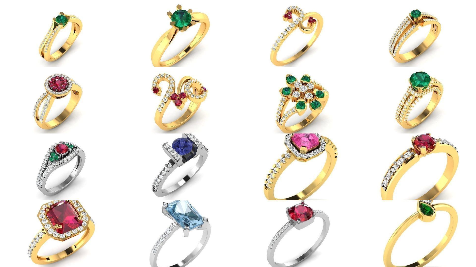 106 Gemstone Rings 3dm renders details 3D Model Collection_1