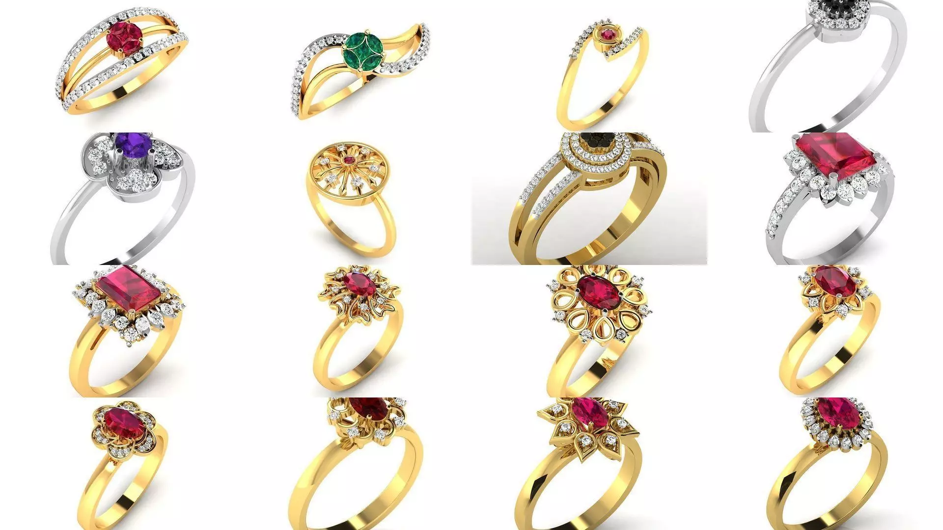 106 Gemstone Rings 3dm renders details 3D Model Collection_0