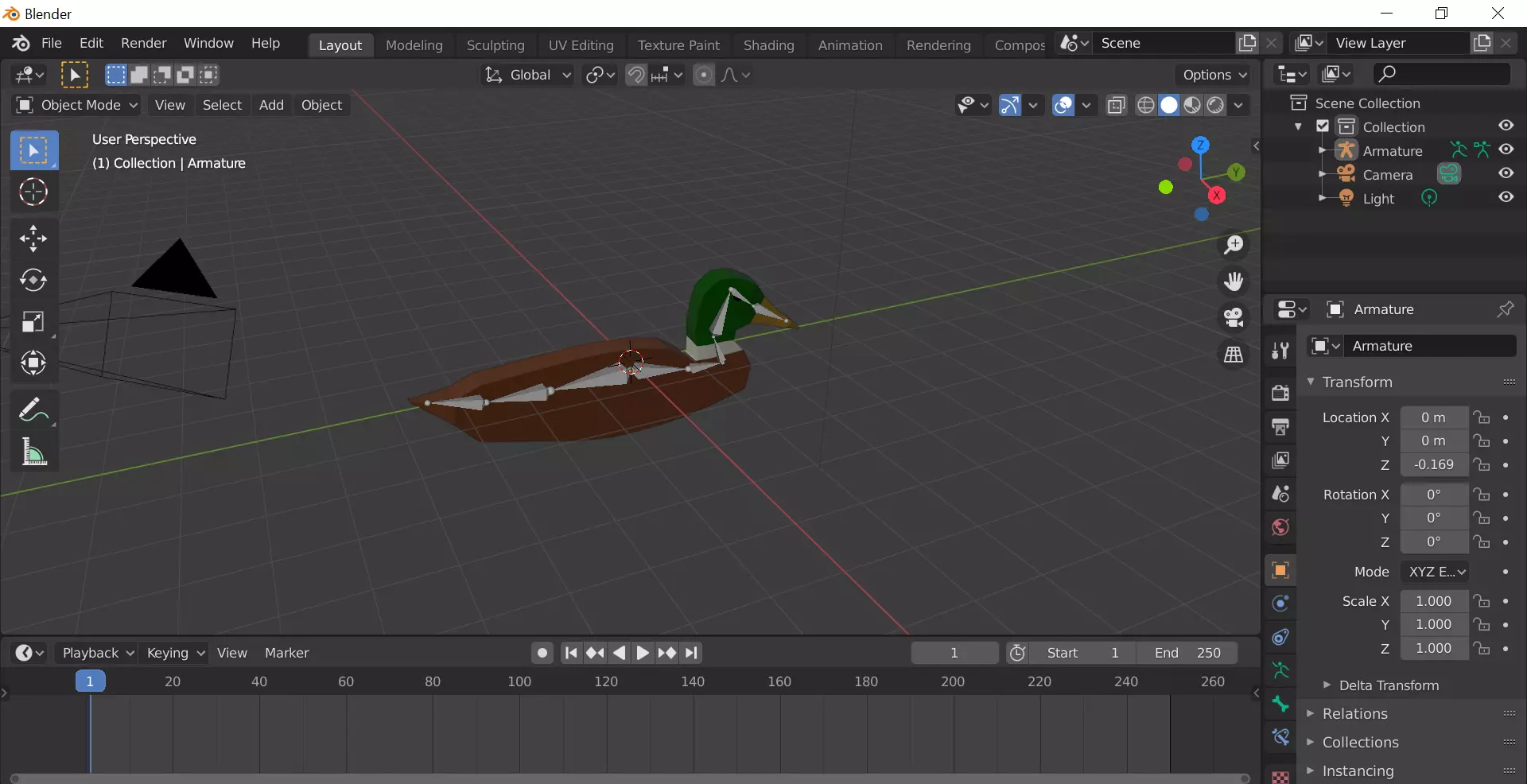 Low poly duck Free low-poly 3D model