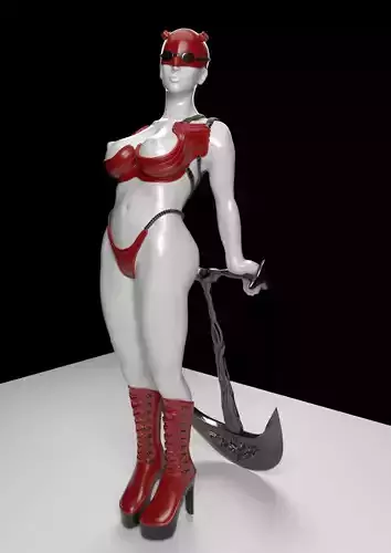 Diabla devil woman holding axe 3D print model