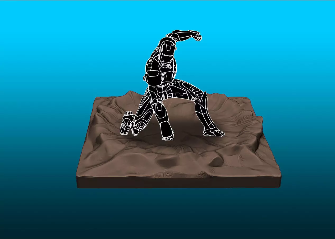 landing crater diorama 3D print model_0