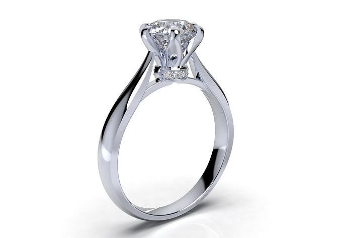 Engagement Ring Solitaire Ring 3D CAD STL File-CC105 3D print model