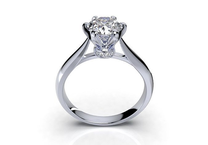 Engagement  Solitaire Ring 3D For Render Animation-CC105 3D model