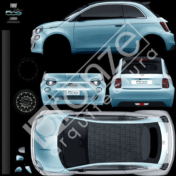 Fiat 500 Cabrio la Prima 2020 Low-poly 3D model_22